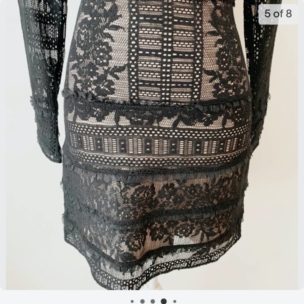 Parker Julie Lace Combo Mini Dress Long Sleeve - Small - Picture 10 of 14